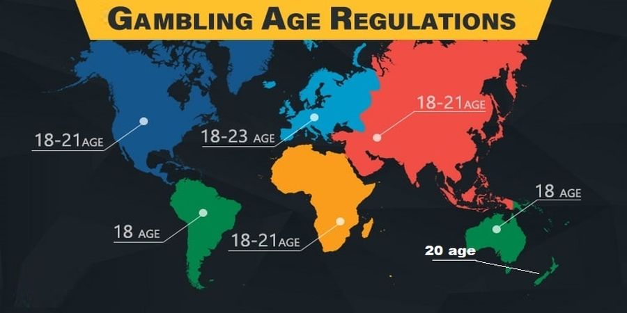 casino age limits marked in the map of world