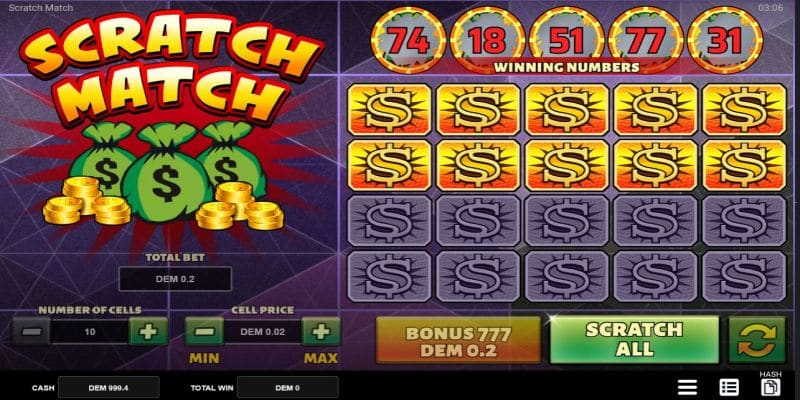 Scratch Match scratchies game screenshot