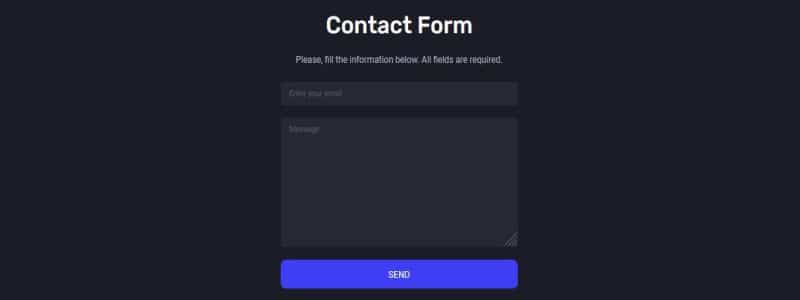 screenshot of the Woo casino contact form
