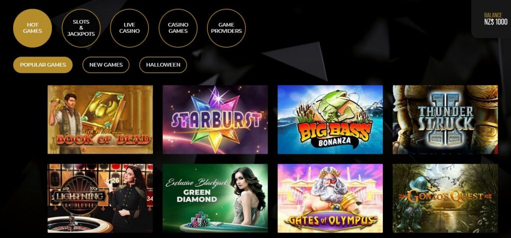 Vegasoo games page screenshot