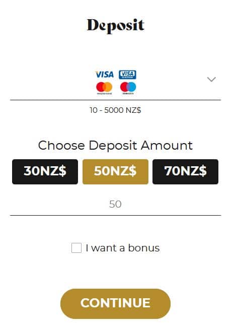 deposit options at Vegasoo