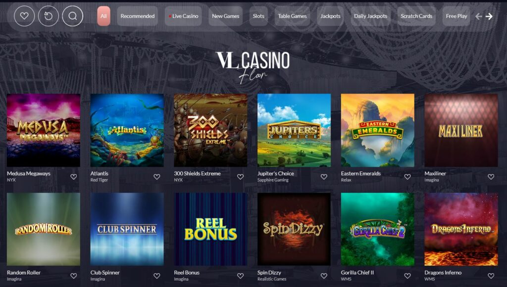 Vegas Lounge games page.