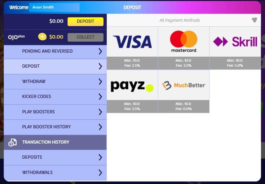 cashier page screenshot (playojo)