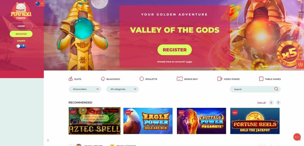 ontgrendel Maneki Casino nieuwe speler bonus