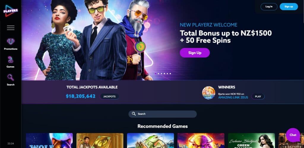 playerz casino homepage