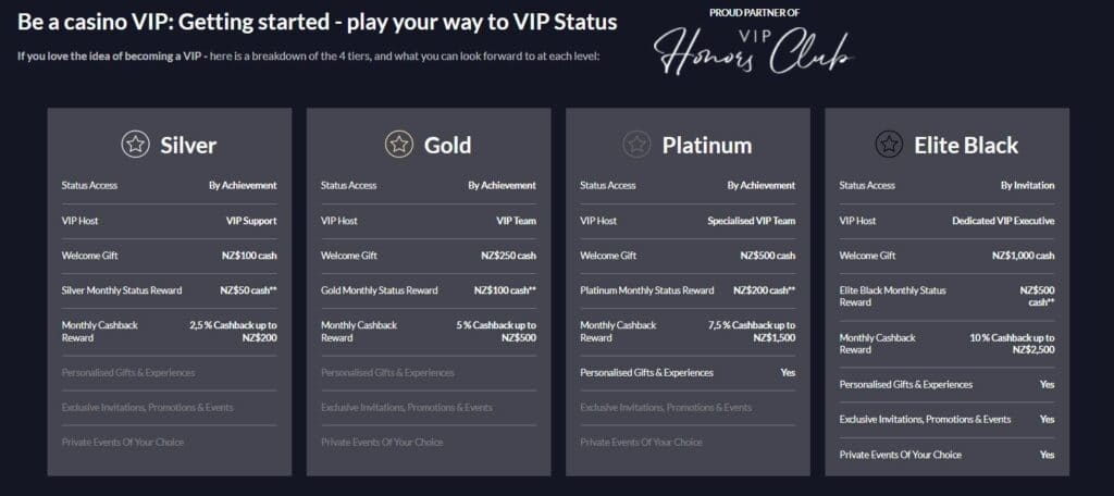 example of VIP statuses and program