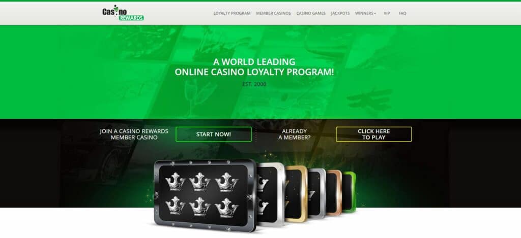 screnshoot of the casino rewards group casino homepage