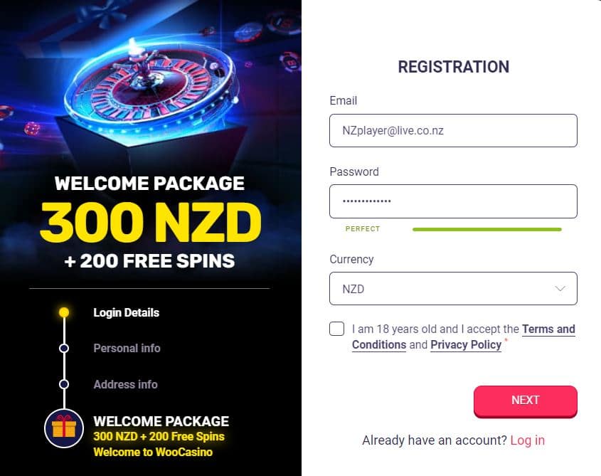Screenshot: casino with NZD currency