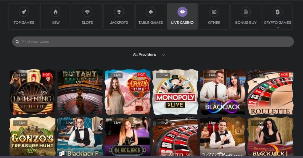 live games at Loki casino