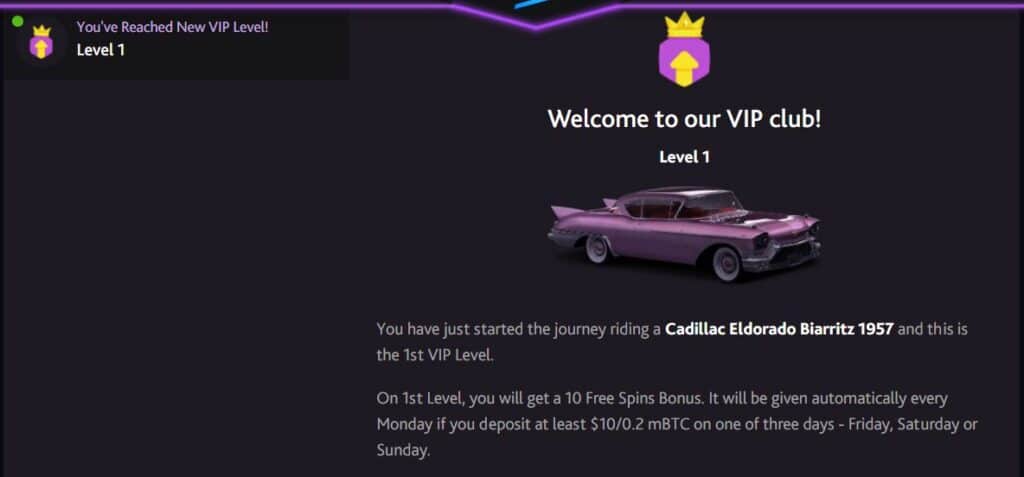 VIP level 1 at 7bit casino