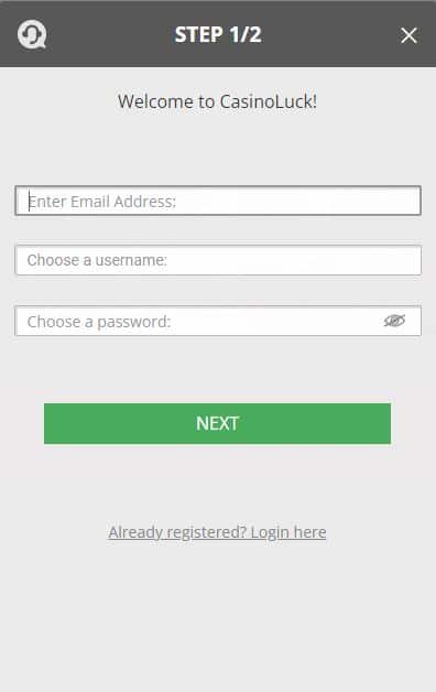 casinoluck registration form