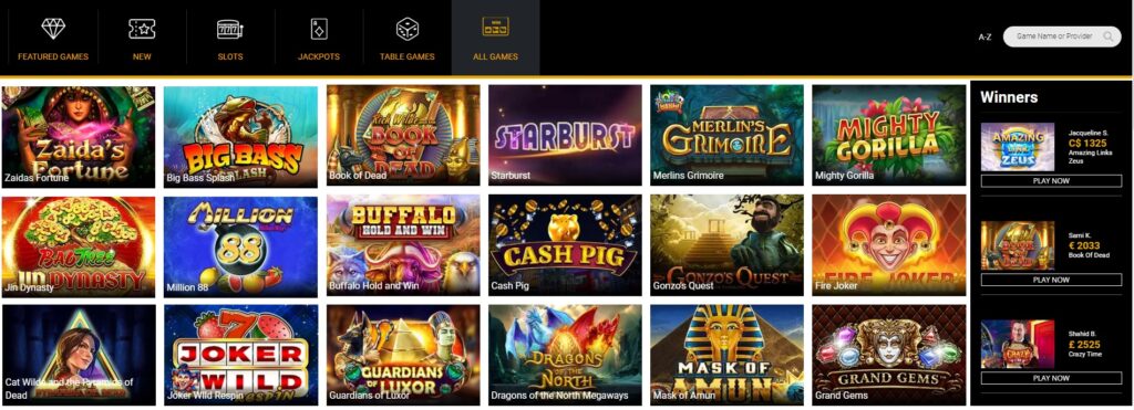 wildslots casino games page