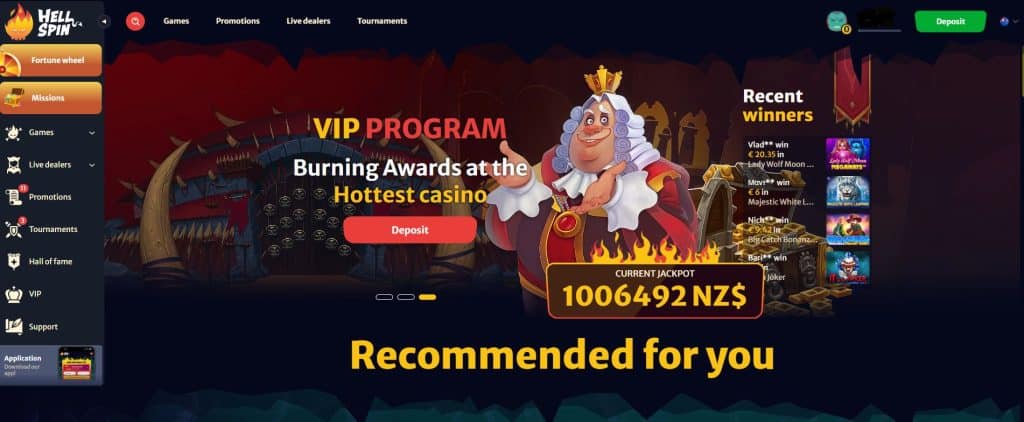 HellSpin Casino NZ homepage screenshot