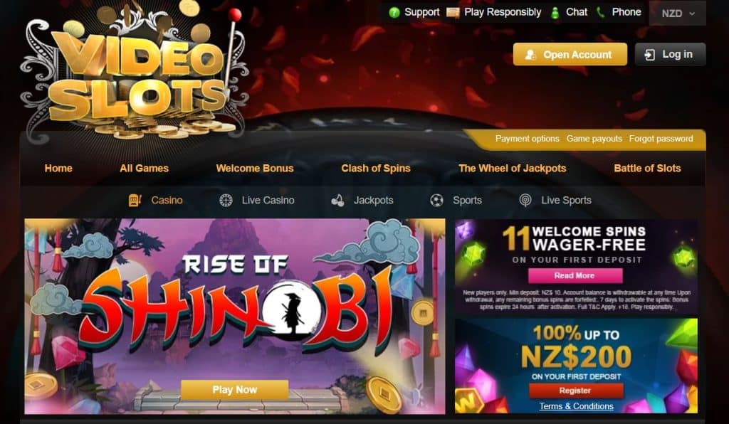 videoslots casino screenshot