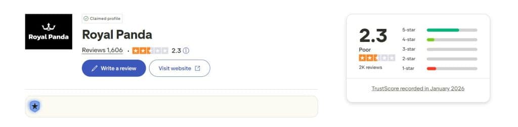 trustpilot rating for royal panda